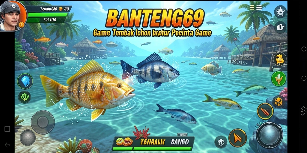 Screenshot BANTENG69 menampilkan aksi seru menangkap ikan.