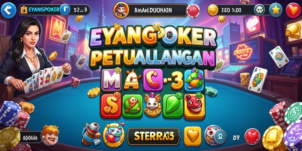 Gameplay seru Match-3 di EYANGPOKER dengan berbagai tantangan.