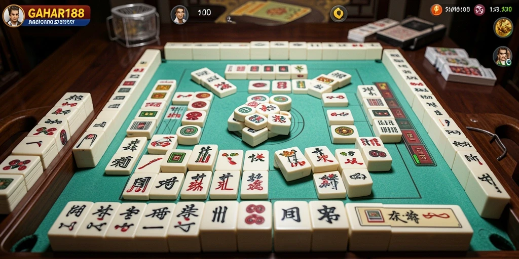 Tampilan gameplay GAHAR188 dengan ubin Mahjong yang menantang.