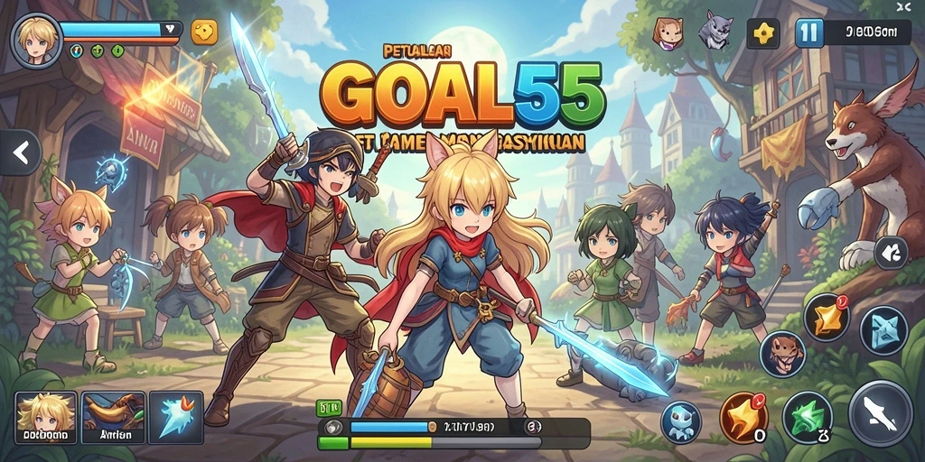 Tampilan gameplay menakjubkan dari GOAL55 yang penuh aksi.