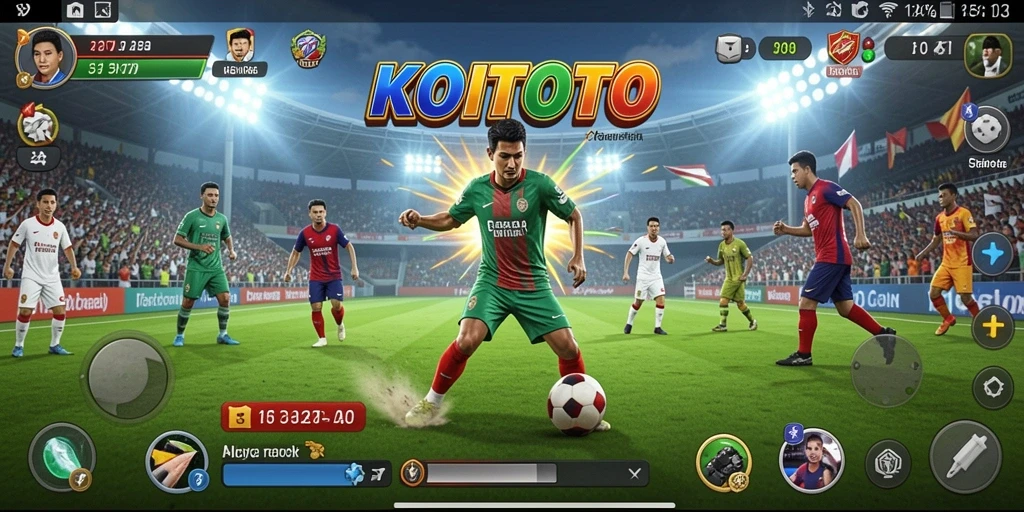 Tampilan gameplay KOITOTO yang penuh aksi dan kompetisi olahraga.