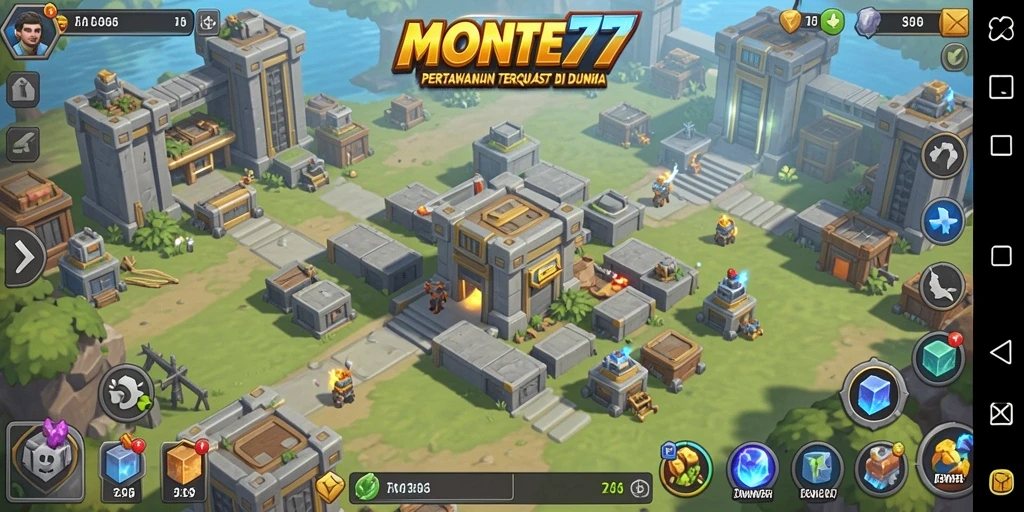 Tampilan gameplay MONTE77 yang menegangkan di battlefield Tower Defense.