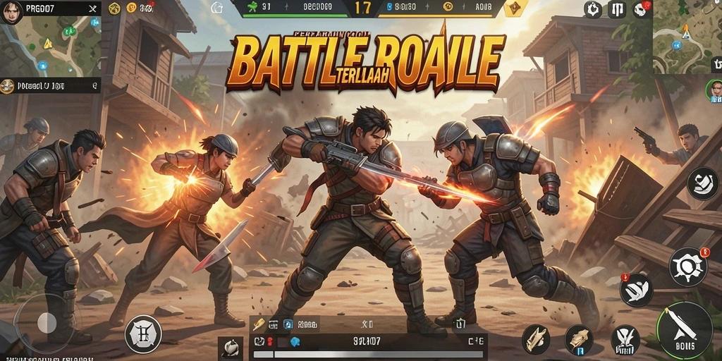 Tampilan gameplay mendebarkan dalam PRG007 Battle Royale.