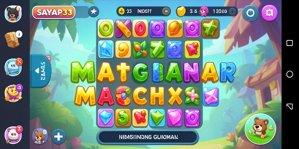 Tampilan gameplay yang menarik dari SAYAP33 dengan tantangan Match-3.